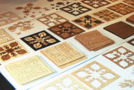 Marquetry patterns ready for assembly
